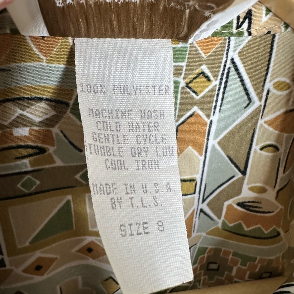 Vintage Brownstone Studio Womens 8 Shirt Dress Geometric Print Retro Midi Button - Picture 6 of 9